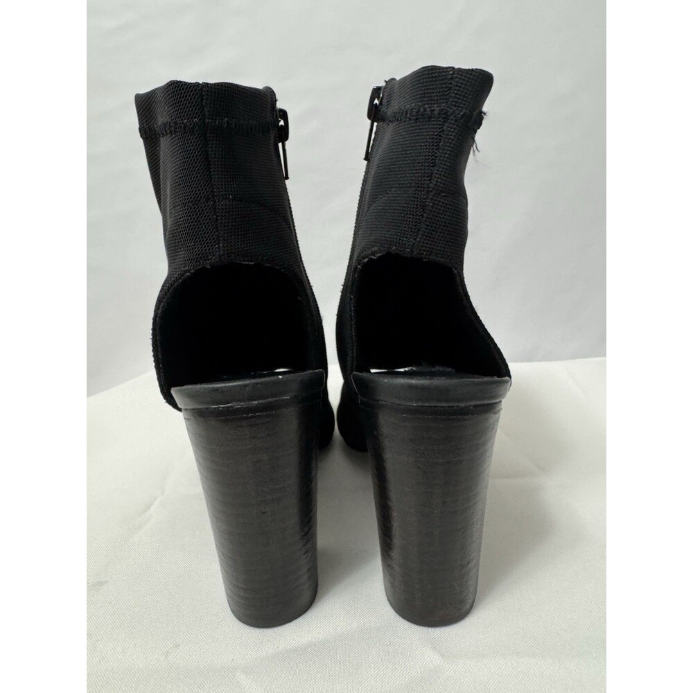 Steve Madden Women Black Stretch Open Toe Ankle Bottie Block Heels US 7.5 - Picture 5 of 9